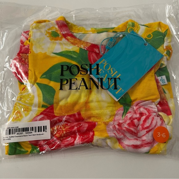 🍋NWT Posh Peanut Annika Ruffled Cap Sleeve Twirl Skirt Bodysuit size 3-6 months - Picture 6 of 6